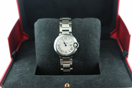 Cartier Ladies Ballon Bleu 3009 White Roman Stainless Steel No Papers 28mm