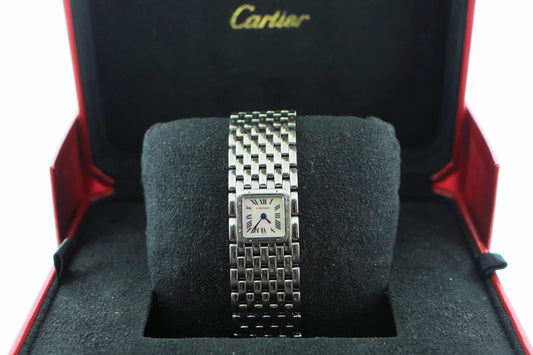 Cartier Panthere Ruban 2420 White Mop Dial Stainless Steel Bracelet No Papers