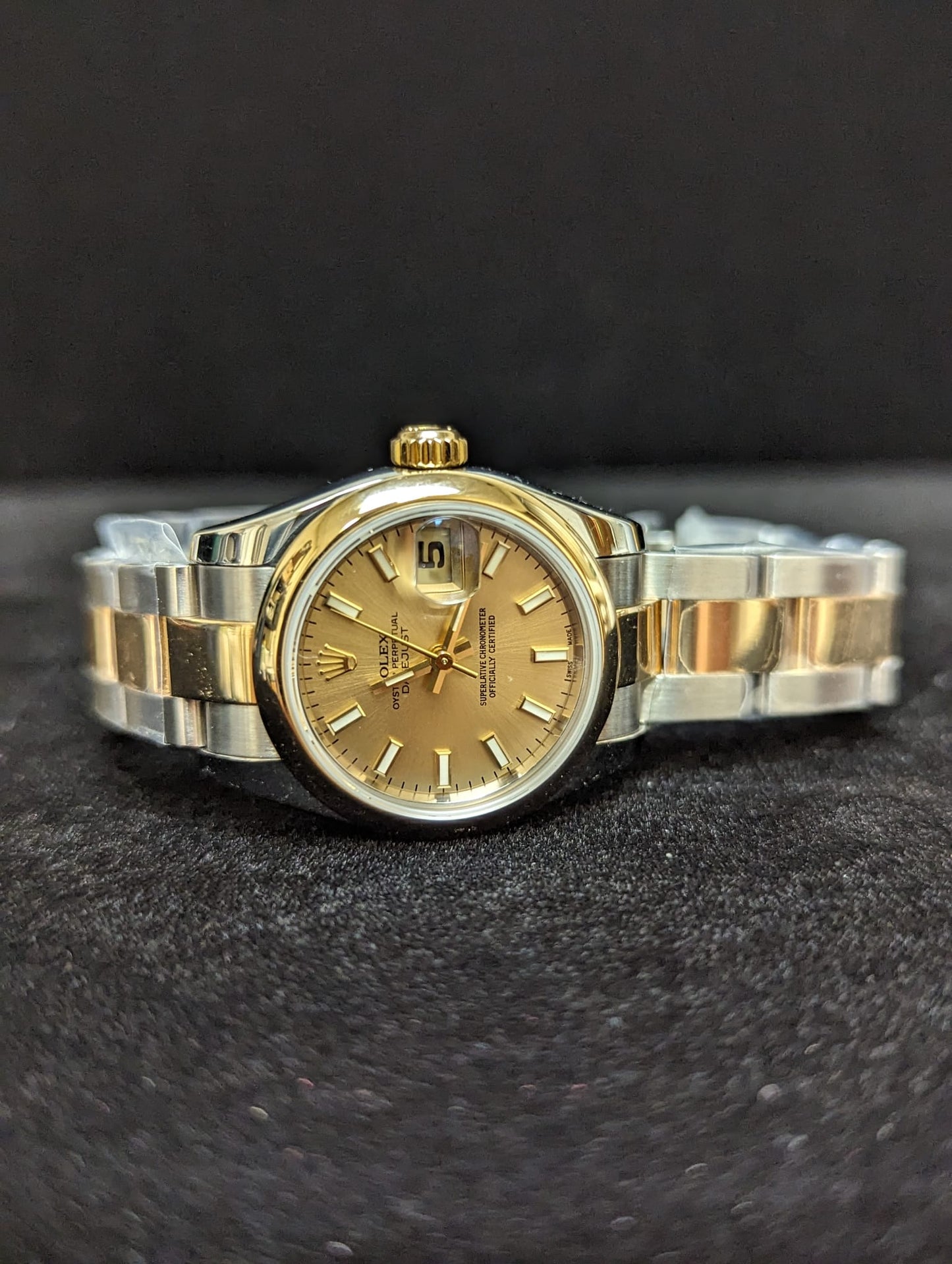 2006 Rolex Datejust 179163 Ladies Champagne Stick Dial TT Oyster No Papers 26mm