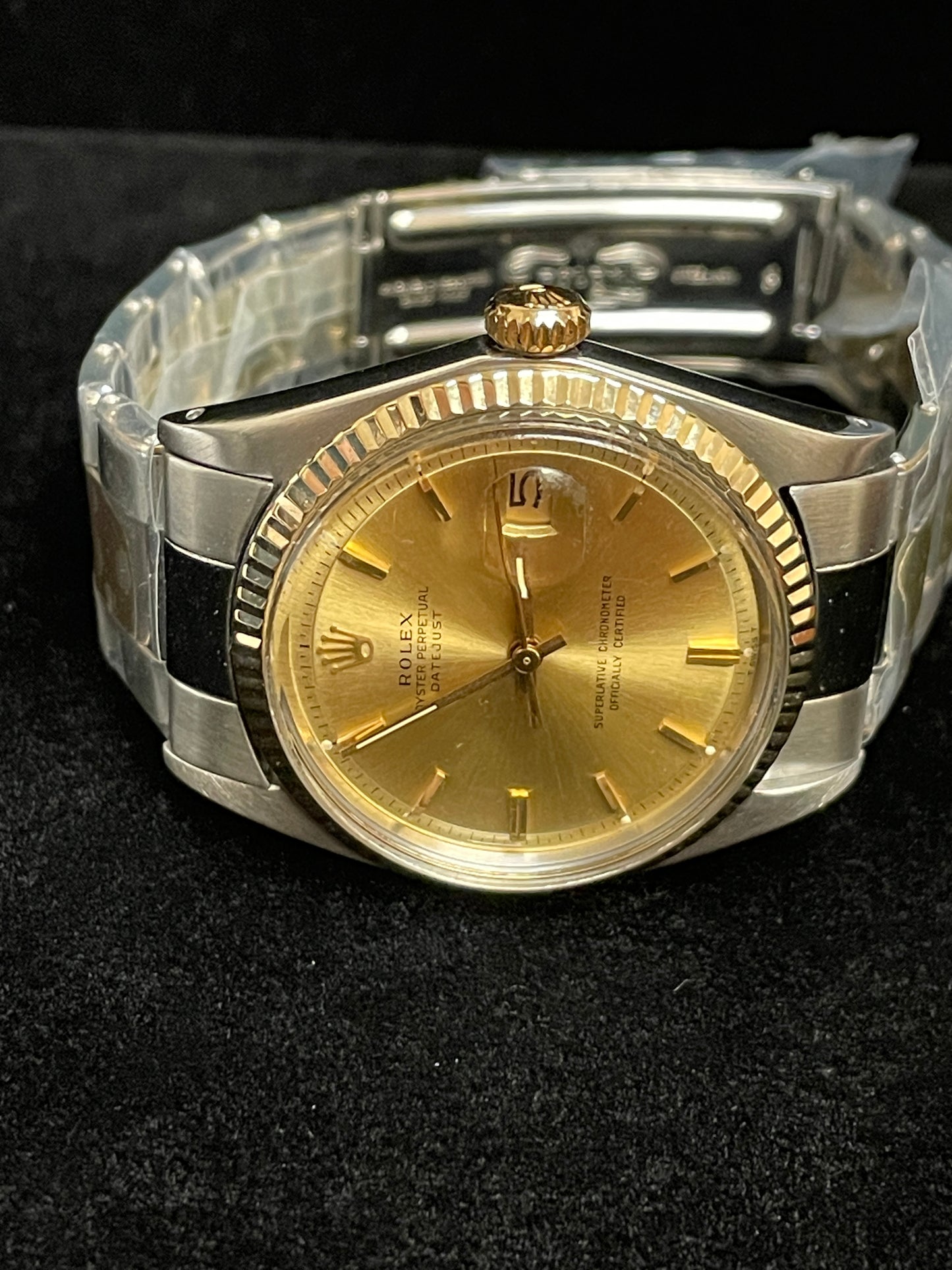 1968 Rolex Datejust 1601 Champagne Stick Rivet Oyster Bracelet No Papers 36mm