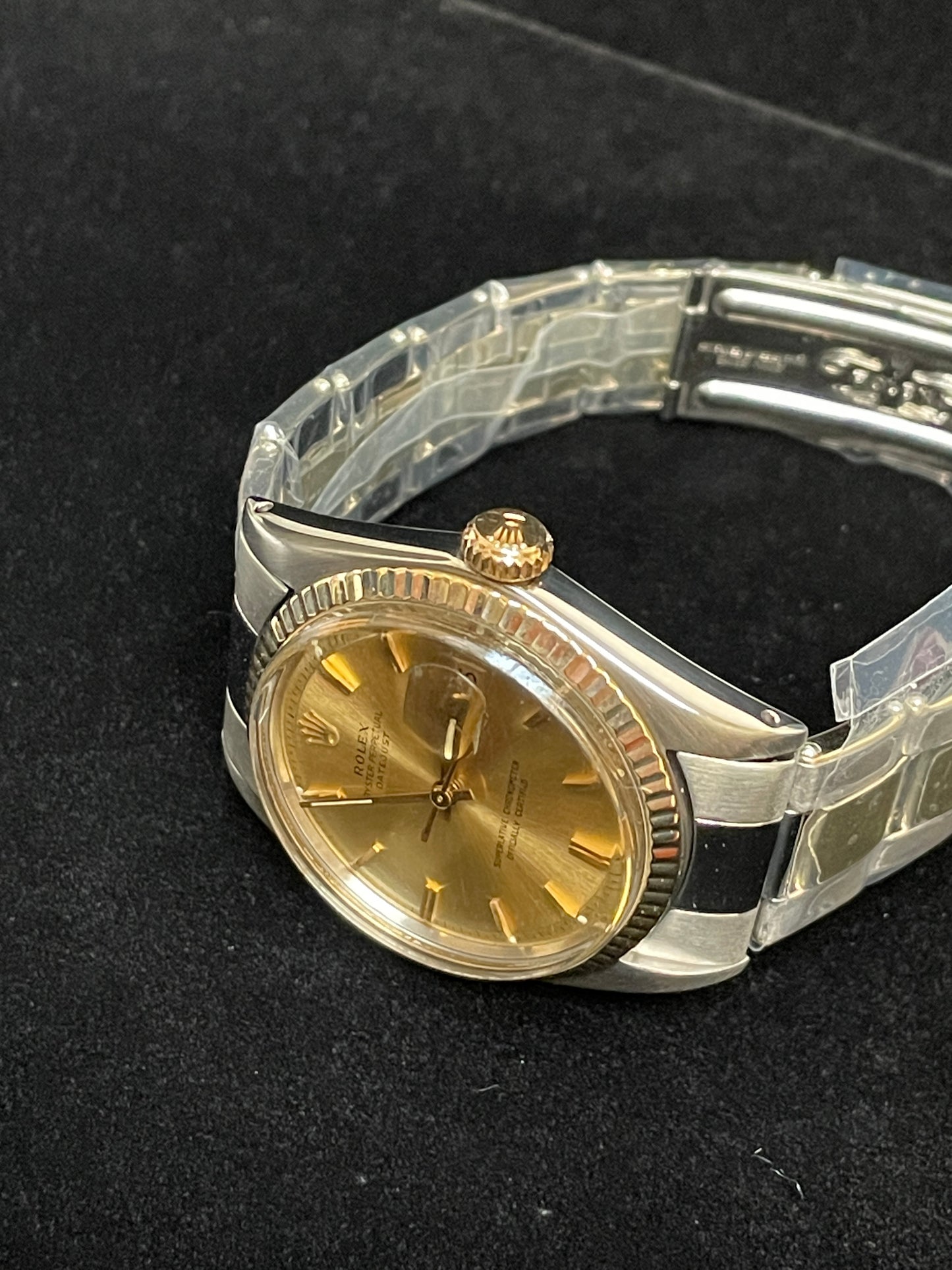 1968 Rolex Datejust 1601 Champagne Stick Rivet Oyster Bracelet No Papers 36mm