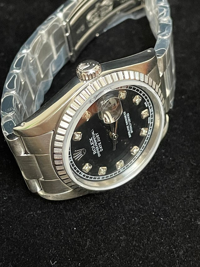 Rolex Datejust 16220 Black Diamond Dial SS Oyster No Papers 36mm