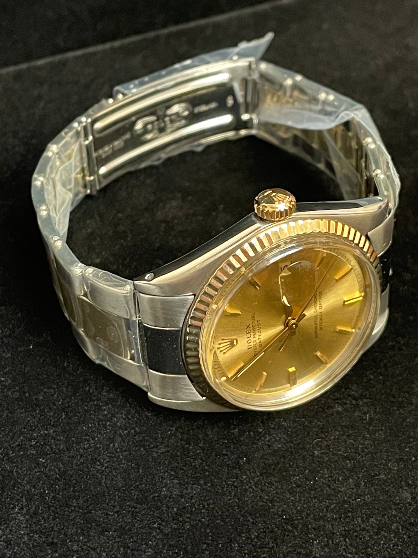 1968 Rolex Datejust 1601 Champagne Stick Rivet Oyster Bracelet No Papers 36mm