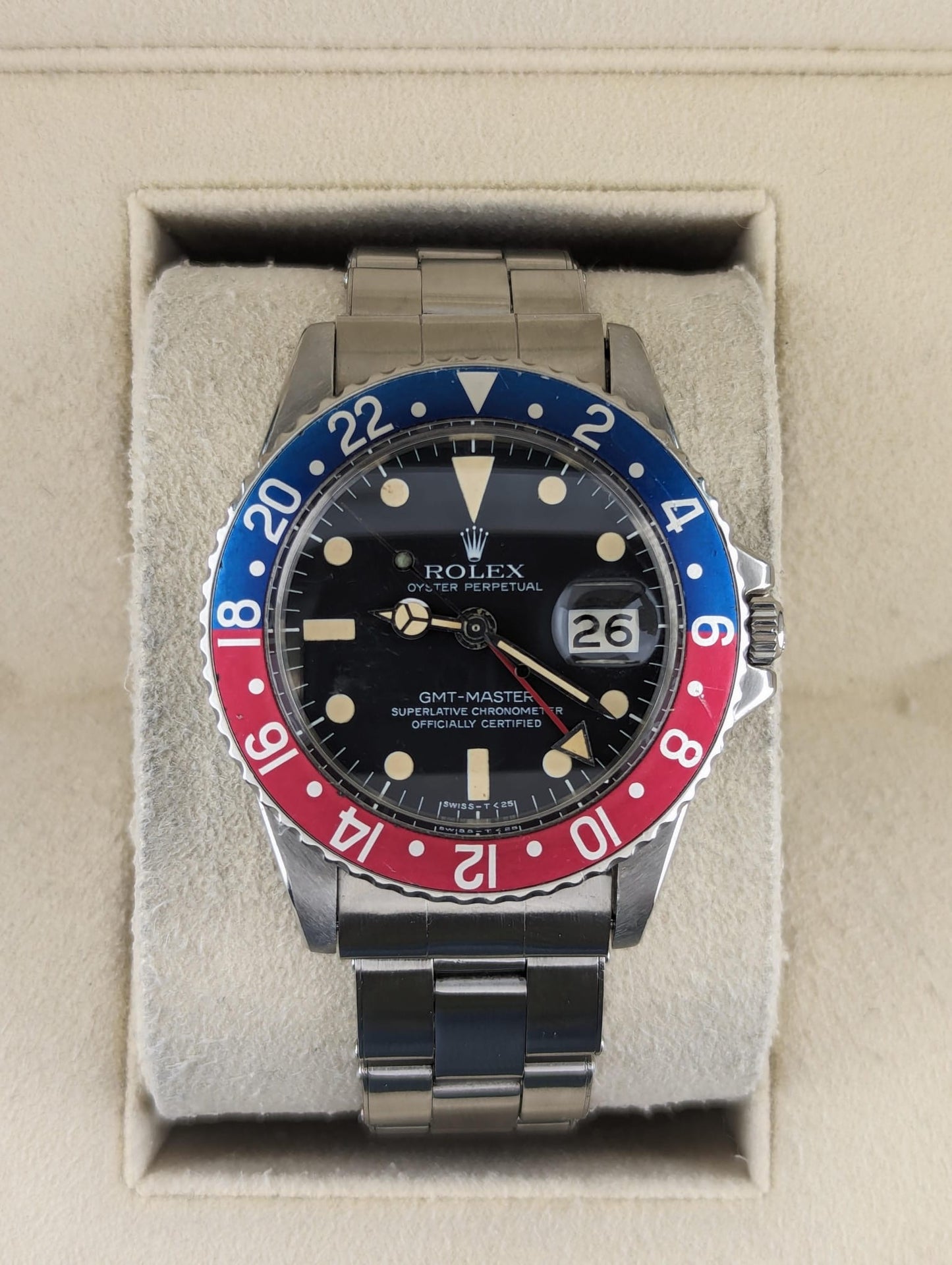 1968 Rolex Pepsi GMT-Master 1675 Black Dial C+I Rivet Bracelet No Papers 40mm