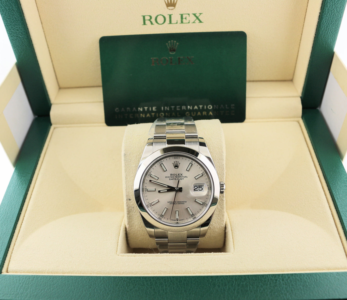 2022 Rolex Mens Datejust 126300 Silver Dial SS Oyster With Papers 41mm