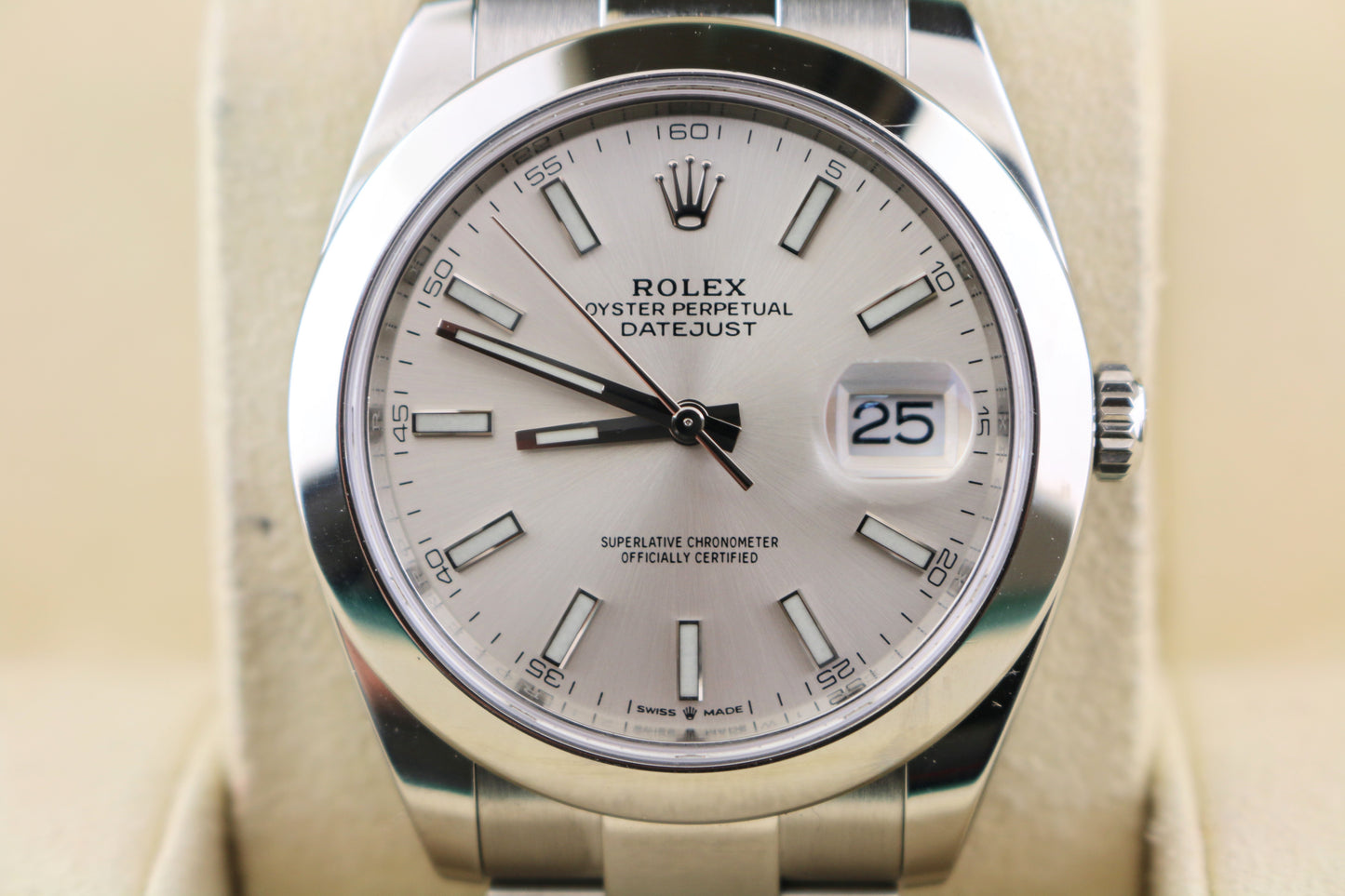 2022 Rolex Mens Datejust 126300 Silver Dial SS Oyster With Papers 41mm