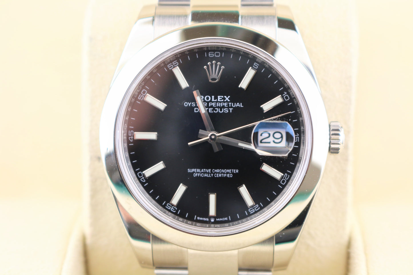 2020 Rolex Mens Datejust 126300 Black Dial SS Oyster With Papers 41mm