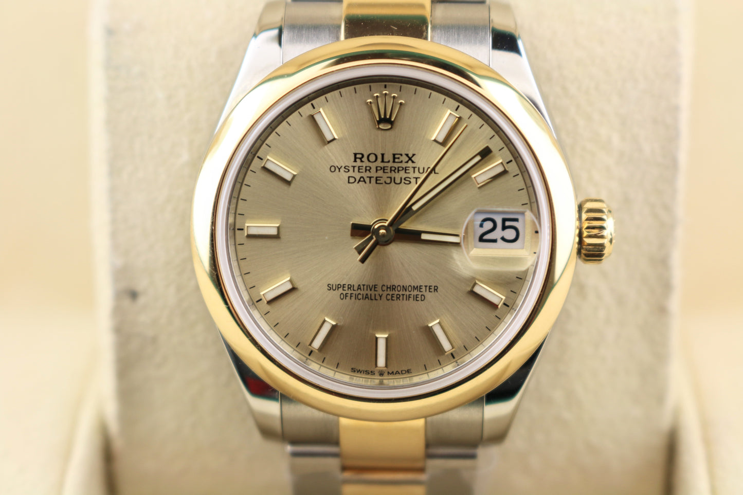 2022 Rolex Datejust Midsize 278243 Champagne Dial TT 18kt Oyster With Paper 31mm