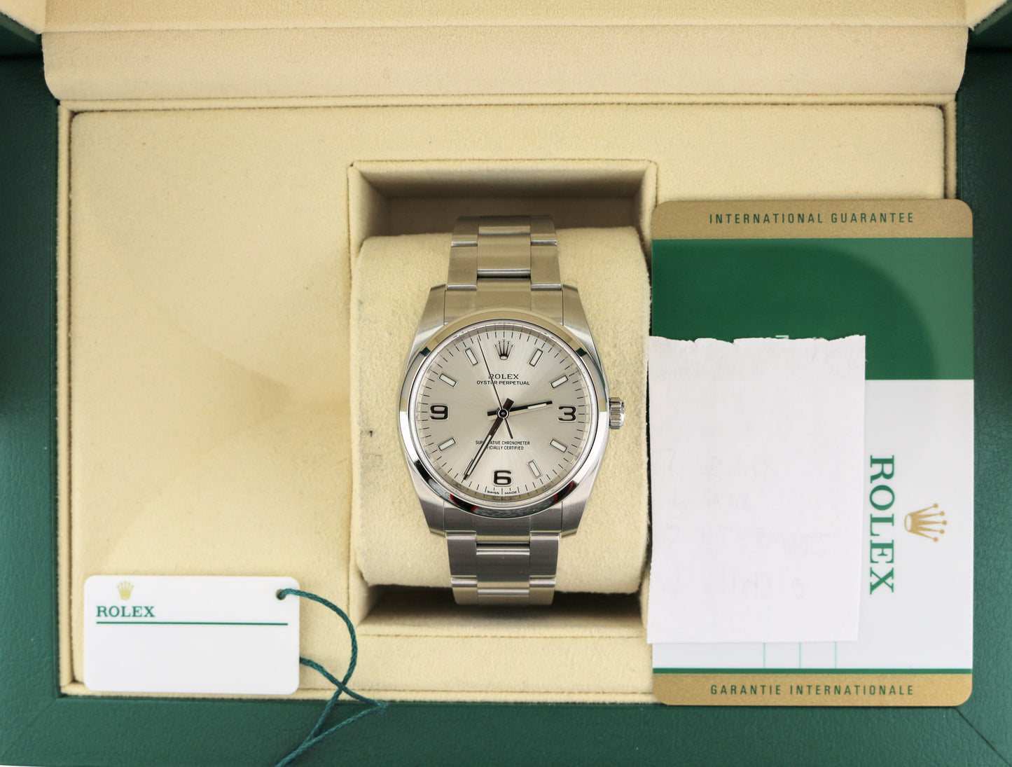 2019 Rolex Oyster Perpetual 114200 Silver Dial SS Oyster WIth Papers 34mm