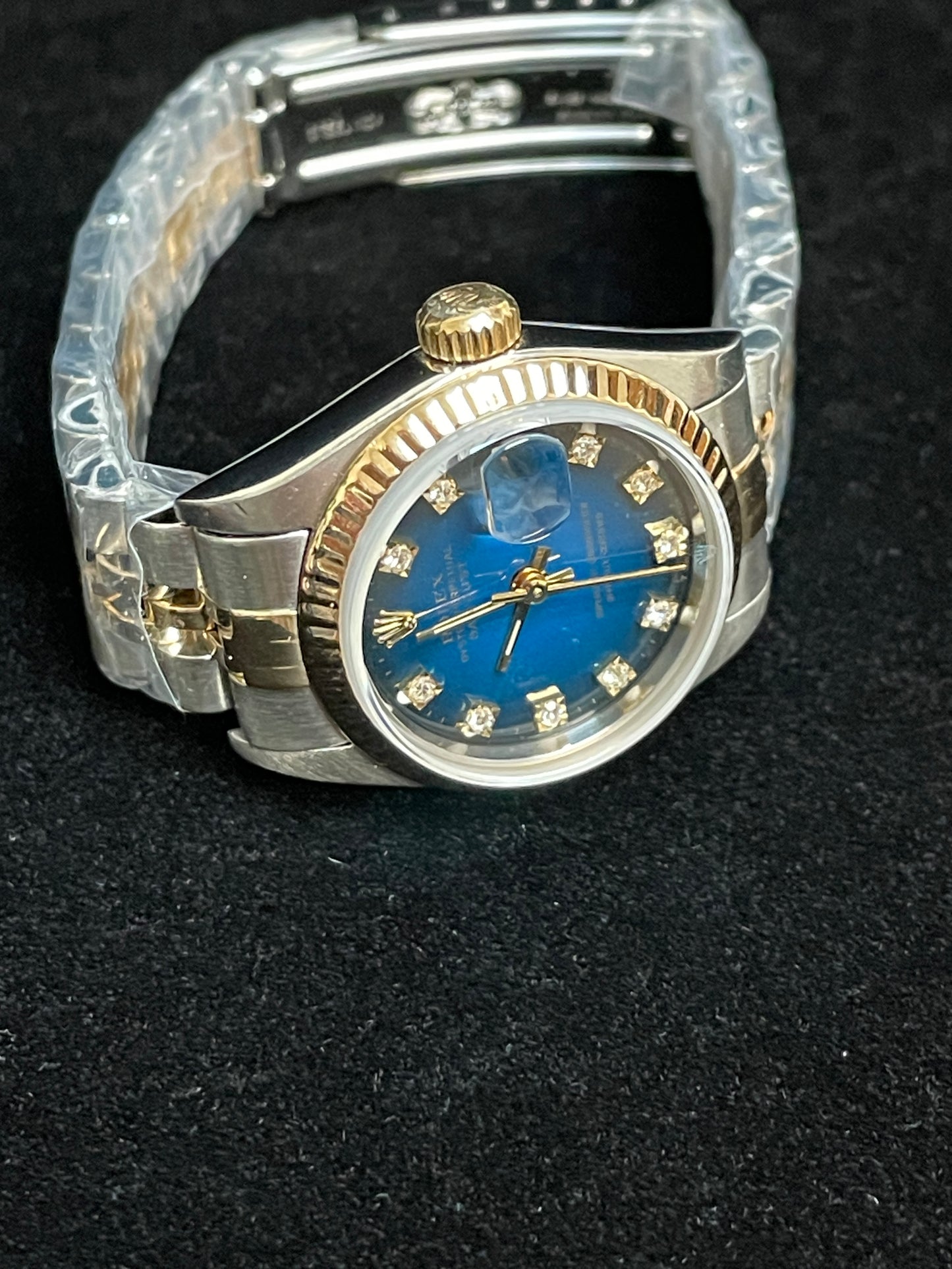 1993 Rolex Ladies Datejust 69173 Blue Vignette Dial TT Jubilee No Papers 26mm