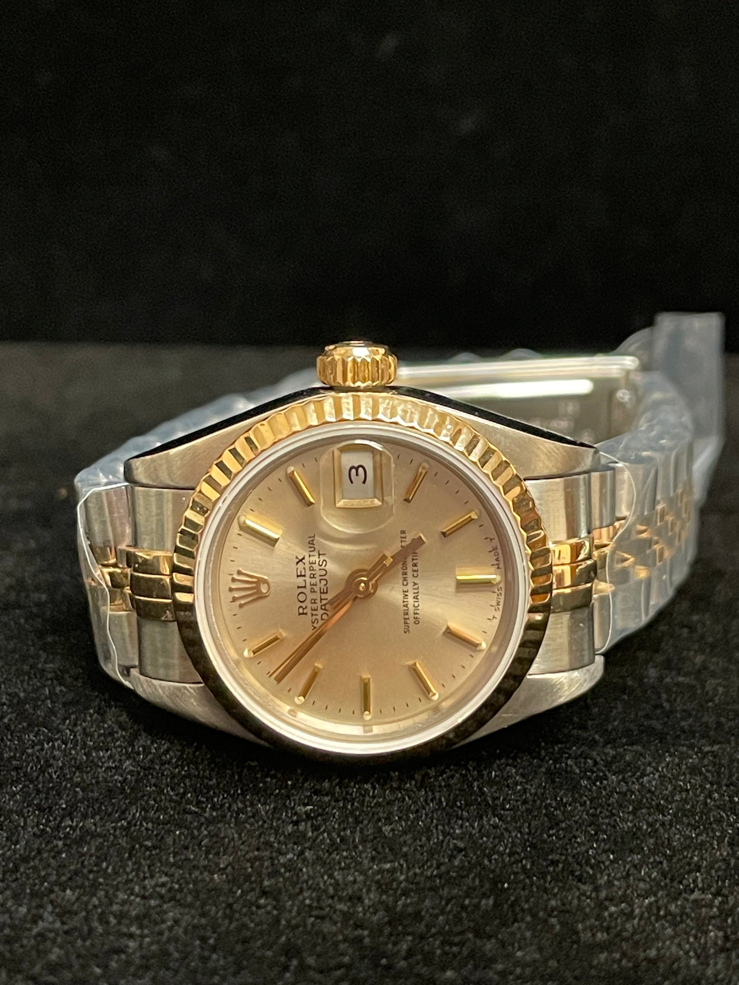 OH 1994 Rolex Ladies Datejust 69173 Silver Dial TT 18kt Jubilee With Papers 26mm