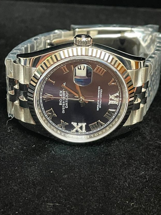 2022 Rolex Datejust 126234 Aubergine Purple Roman Diamond Dial SS Jubilee 36mm  BigBenTimeZone