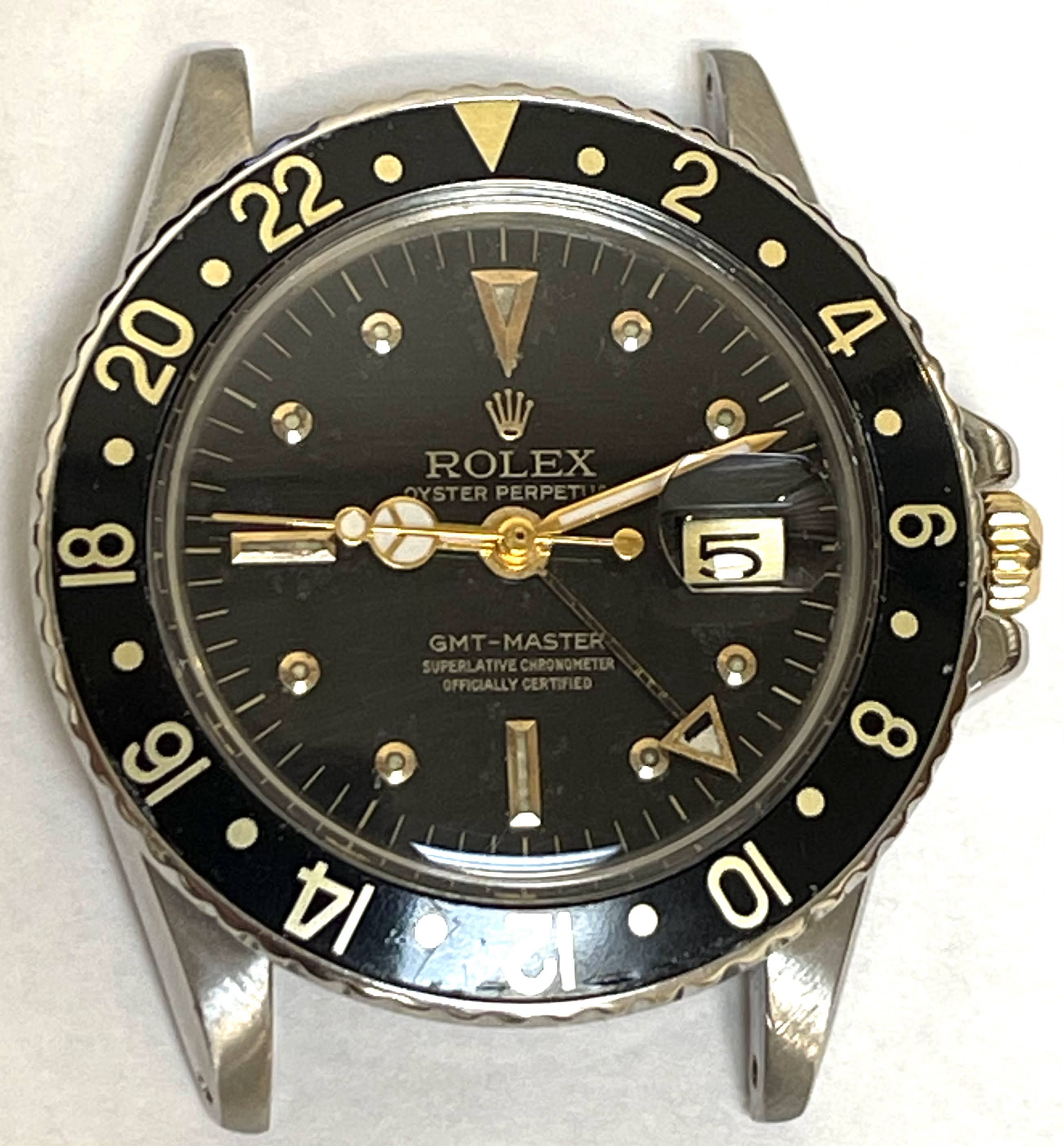 1971 Rolex Gmt Master 1675 Black Nipple Dial Head Only No Papers