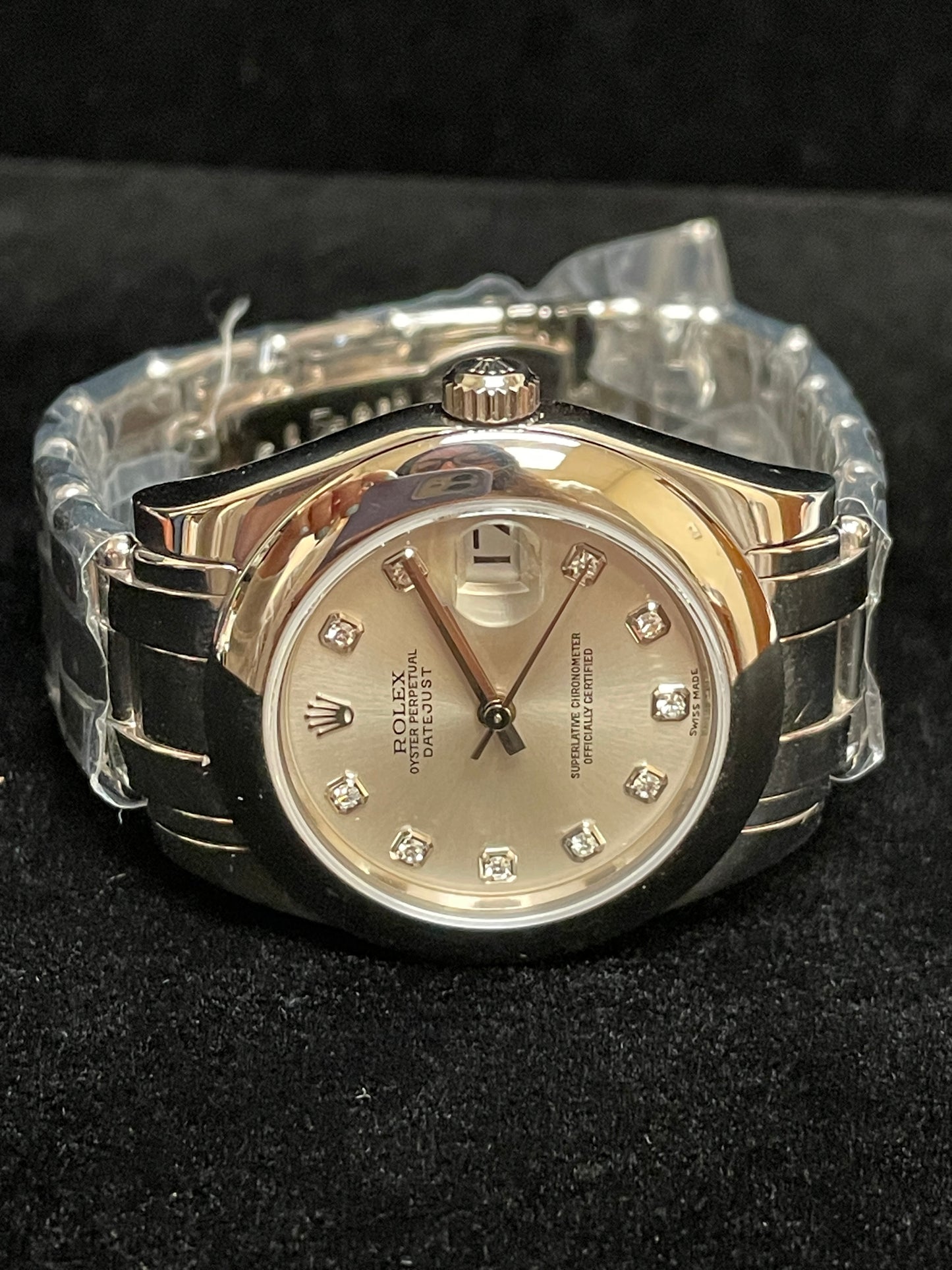 2002 Rolex Pearlmaster 81209 Silver Diamond Dial 18kt WG Masterpiece 34mm