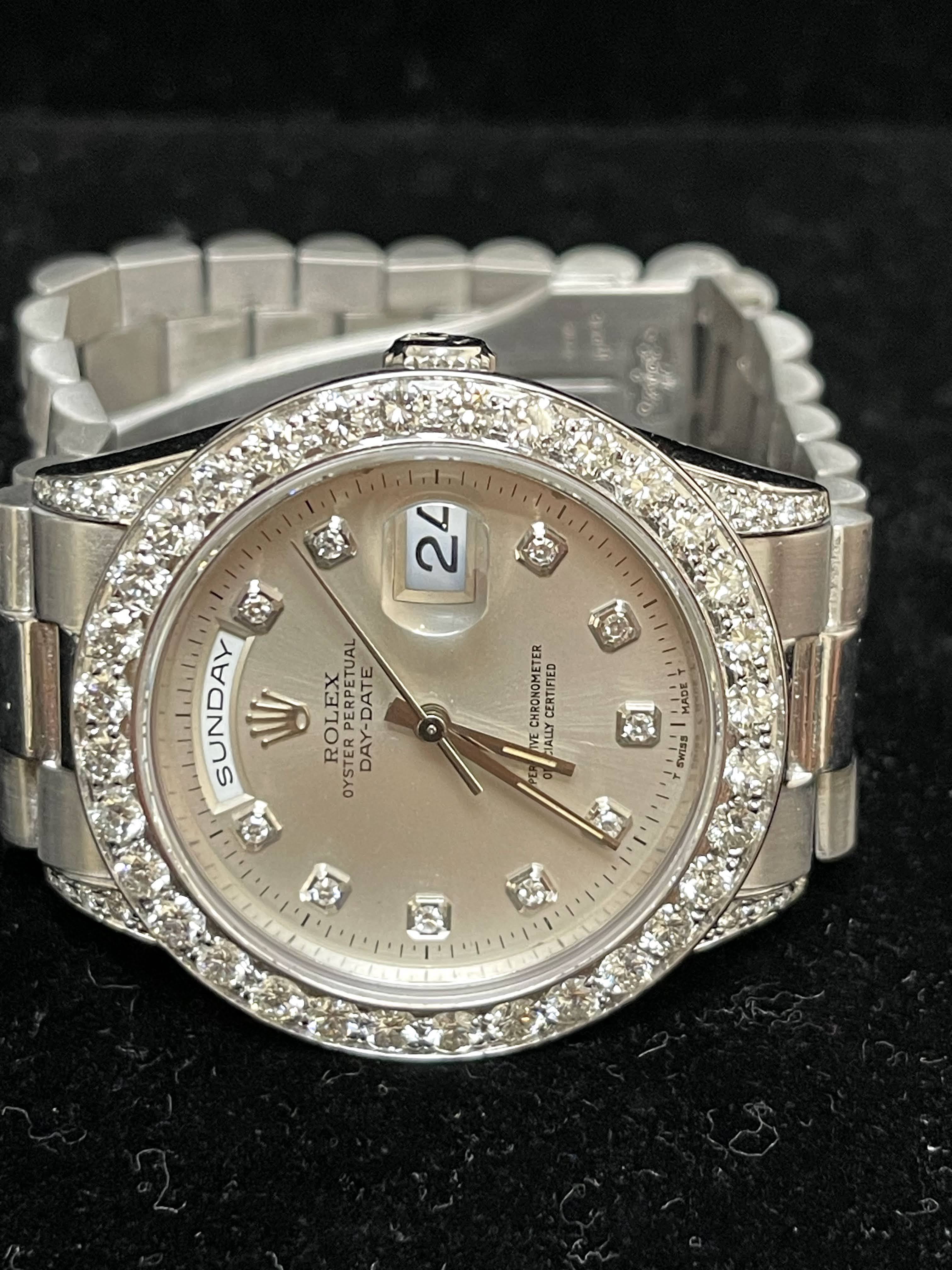 Rolex 1995 Day Date 18296 Platinum Diamond Dial Bezel Factory