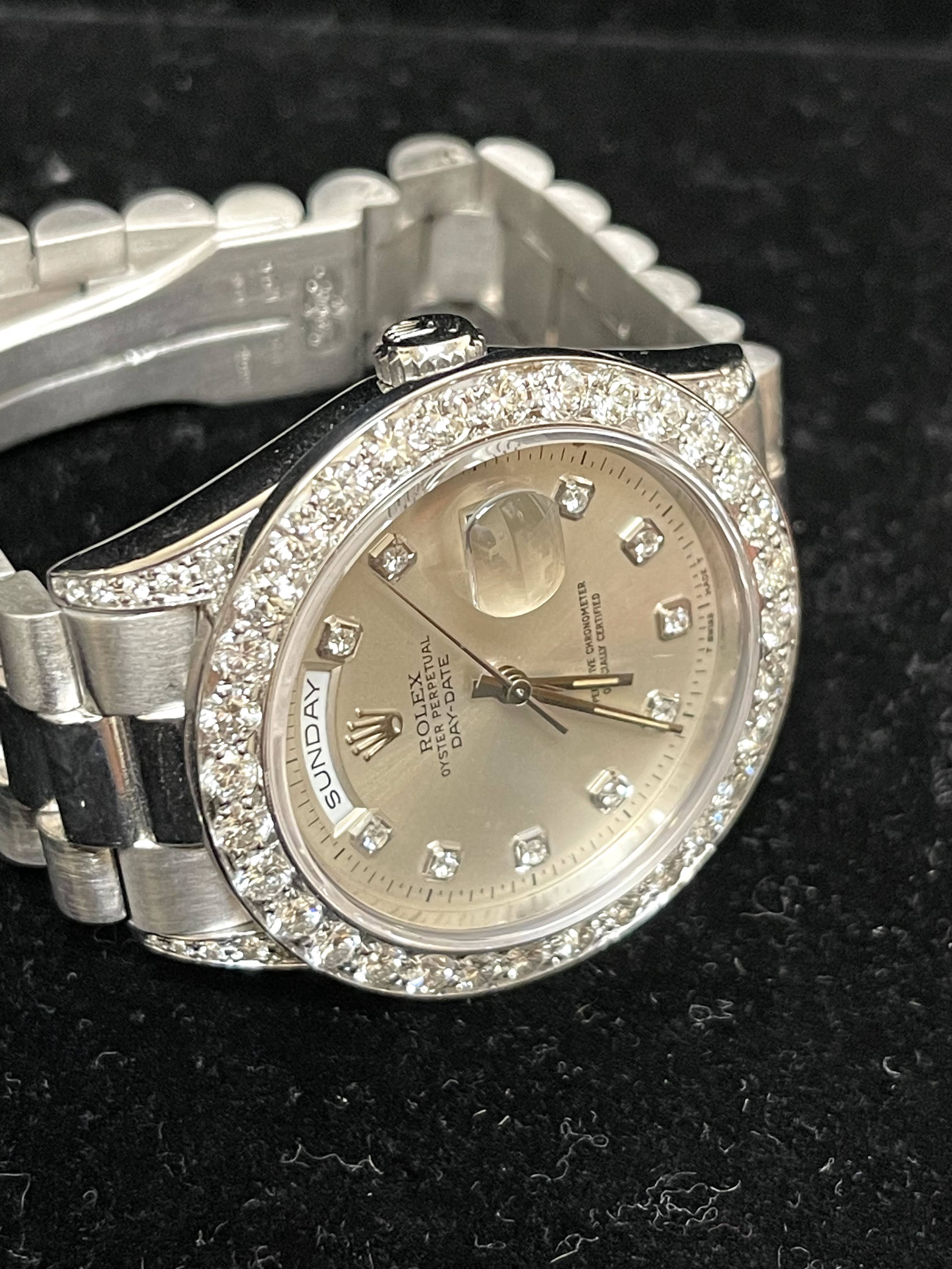 Rolex day date factory hotsell diamond bezel