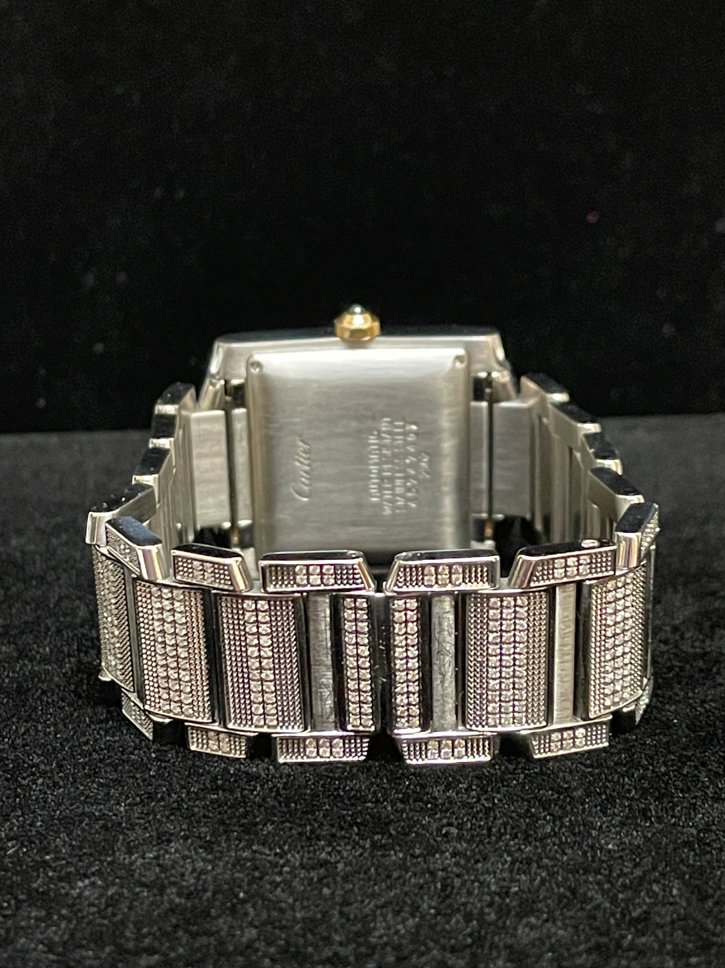 Cartier Tank 2302 Pave Arabic Rainbow Diamond Dial SS Diamond bracelet 28x32mm