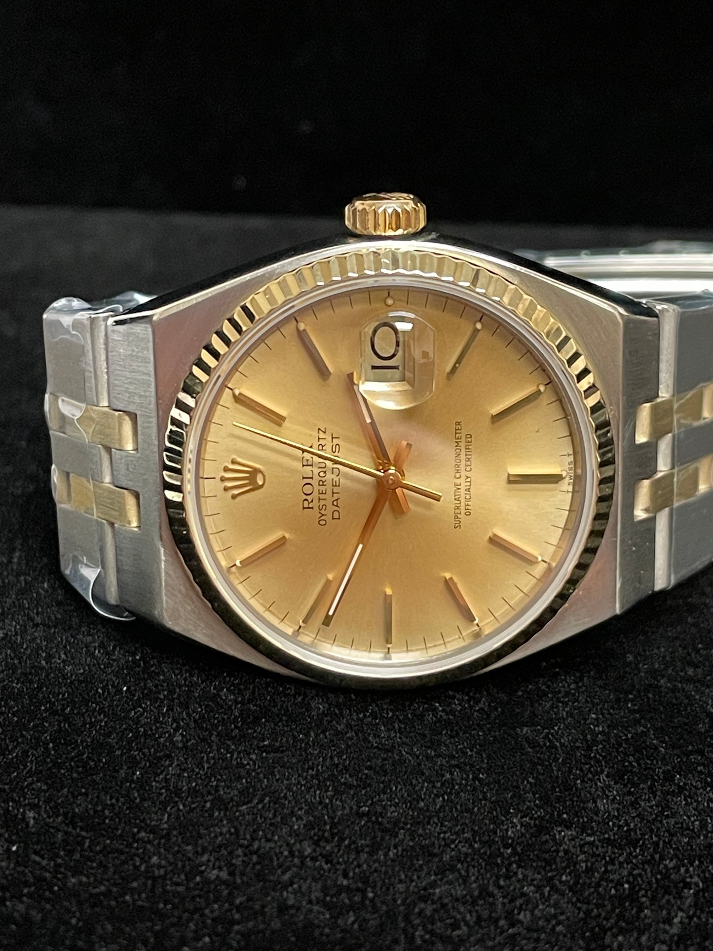 1979 Rolex Datejust Oysterquartz 17013 Champagne Dial TT 18kt No Papers 36mm