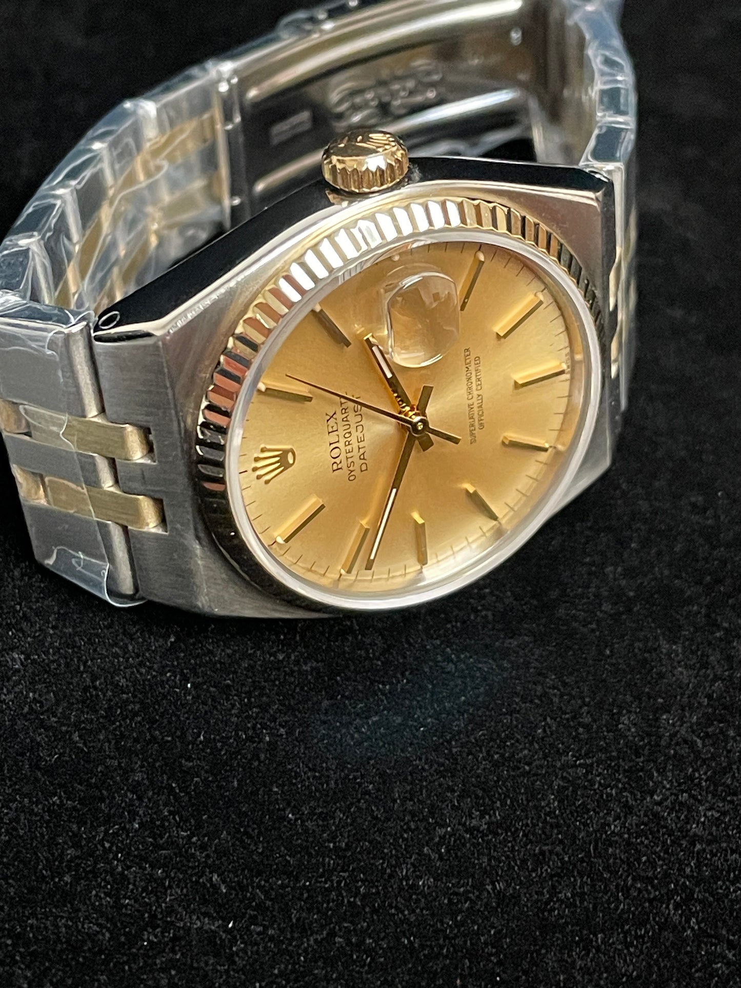 1979 Rolex Datejust Oysterquartz 17013 Champagne Dial TT 18kt No Papers 36mm