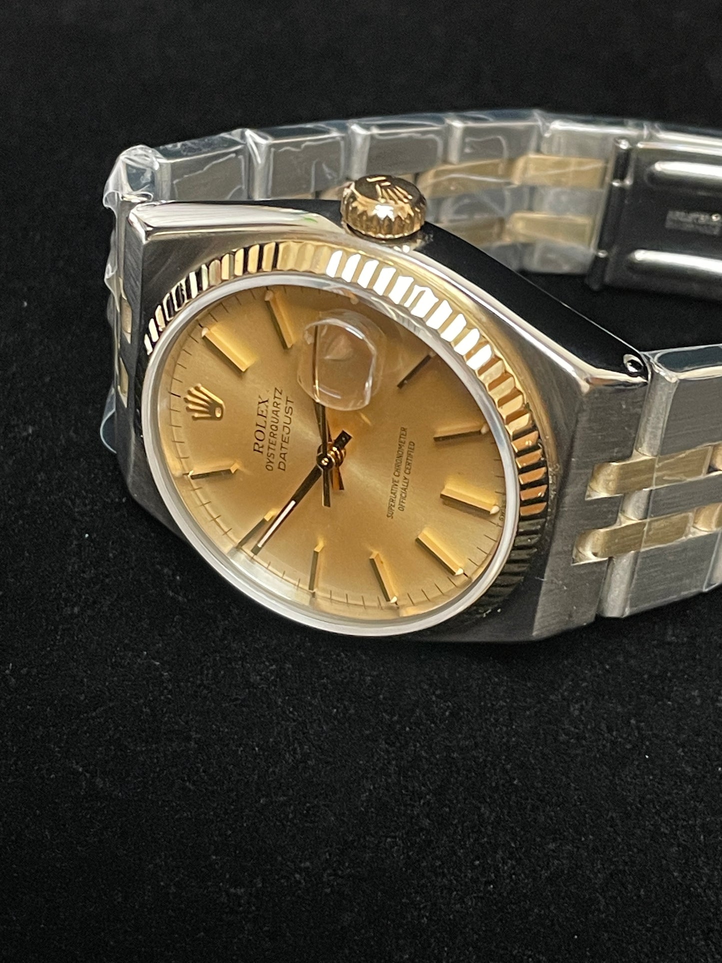 1979 Rolex Datejust Oysterquartz 17013 Champagne Dial TT 18kt No Papers 36mm