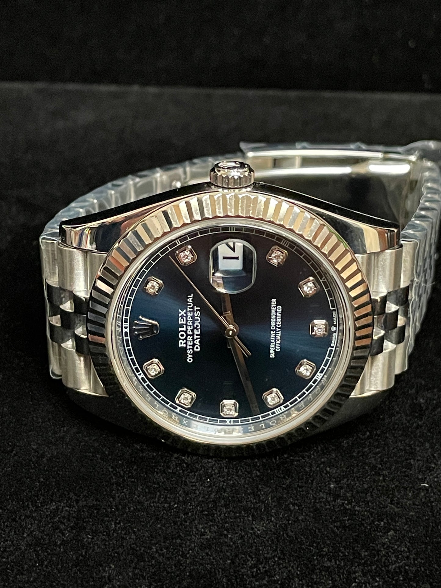 2021 Rolex Datejust 126334 Blue Diamond SS Jubilee Fluted 18k Bezel W Paper 41mm