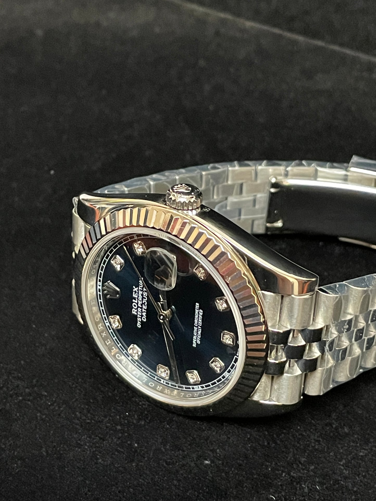 2021 Rolex Datejust 126334 Blue Diamond SS Jubilee Fluted 18k Bezel W Paper 41mm