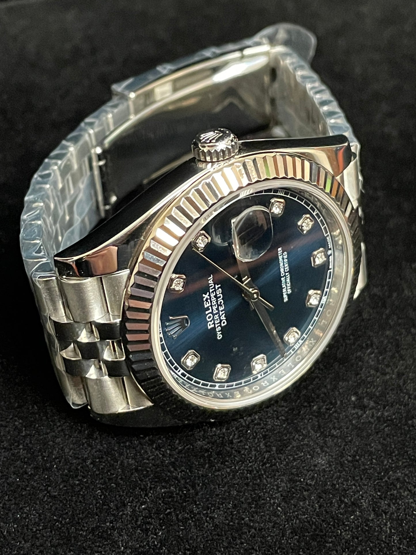 2021 Rolex Datejust 126334 Blue Diamond SS Jubilee Fluted 18k Bezel W Paper 41mm