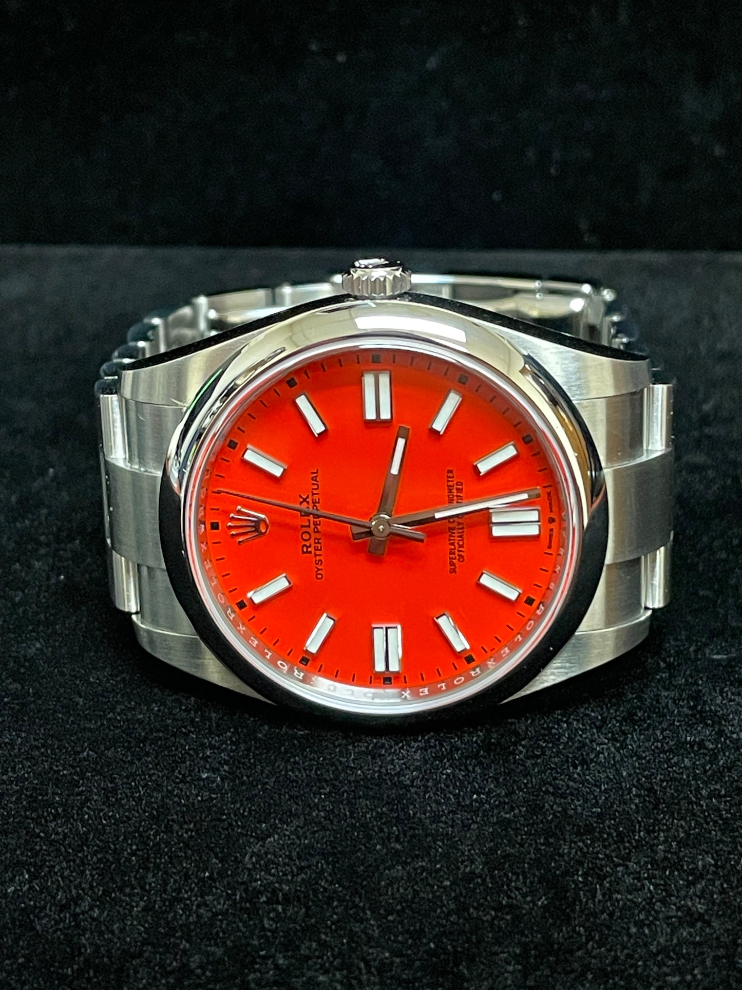 2021 Rolex Oyster Perpetual 124300 Coral Red Dial SS Oyster With Papers 41mm