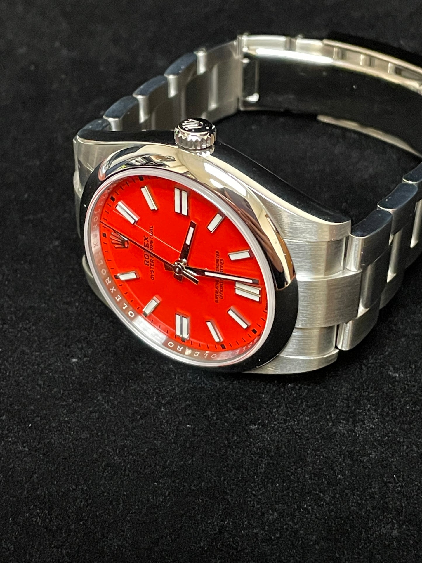 2021 Rolex Oyster Perpetual 124300 Coral Red Dial SS Oyster With Papers 41mm