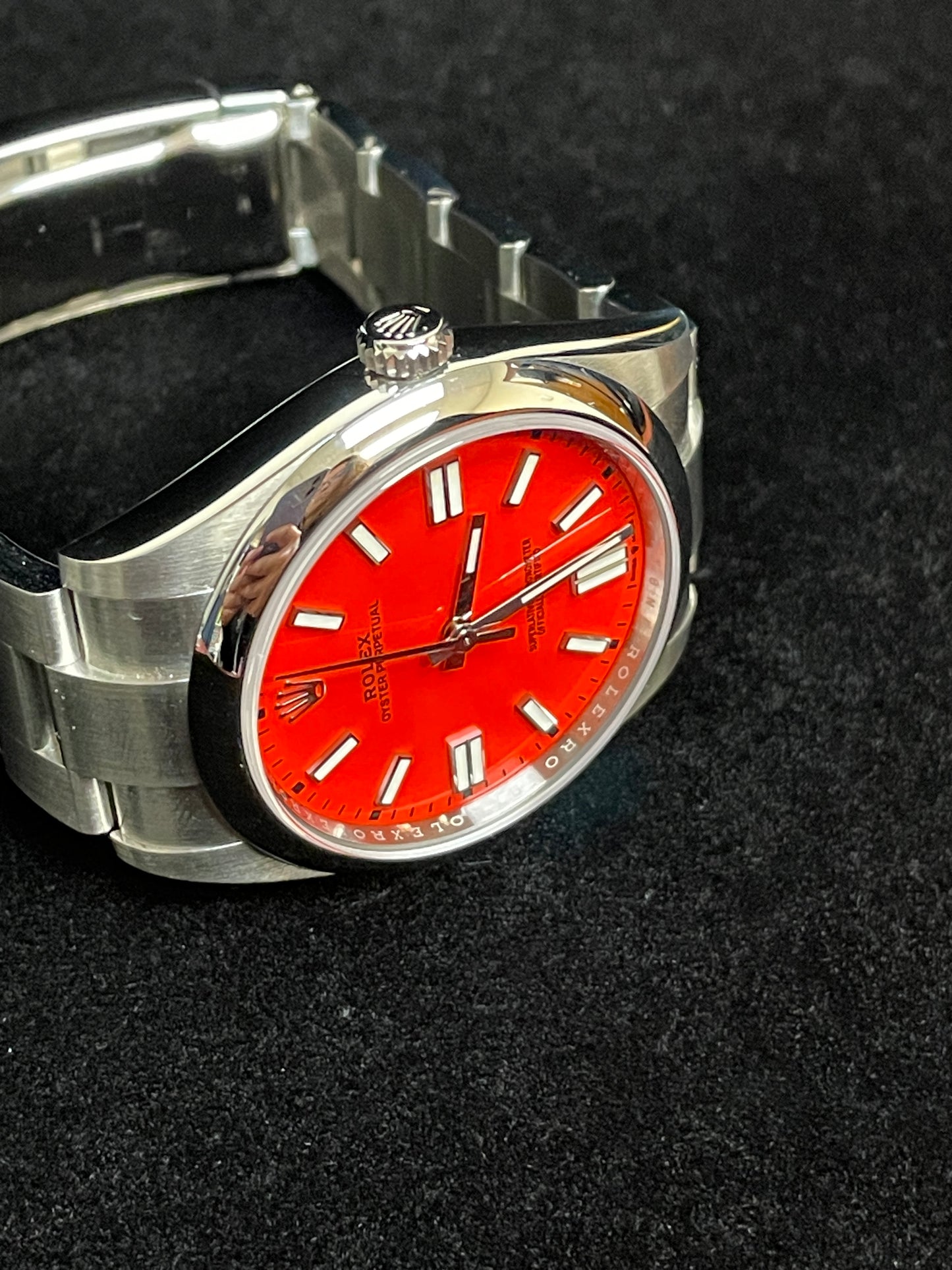 2021 Rolex Oyster Perpetual 124300 Coral Red Dial SS Oyster With Papers 41mm