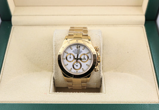 2002 Rolex Daytona 116528 White Dial 18kt Yellow Gold Oyster No Papers 40mm