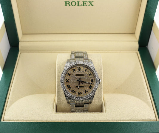 2018 Rolex Oyster Perpetual 114300 Iced Out Paved Roman Oyster 39mm 17CT