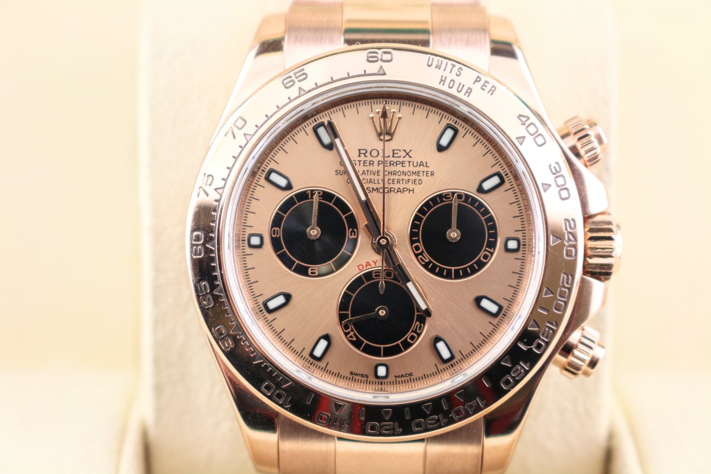 2016 Rolex Daytona 116505 Sundust Panda Dial 18kt Rose Oyster With Papers 40mm