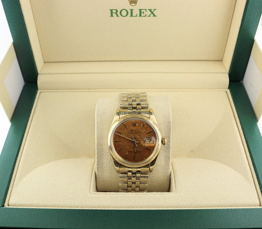 Rolex Datejust Pumpkin Dial 14kt Solid Gold Florentine Jubilee No Papers 34mm