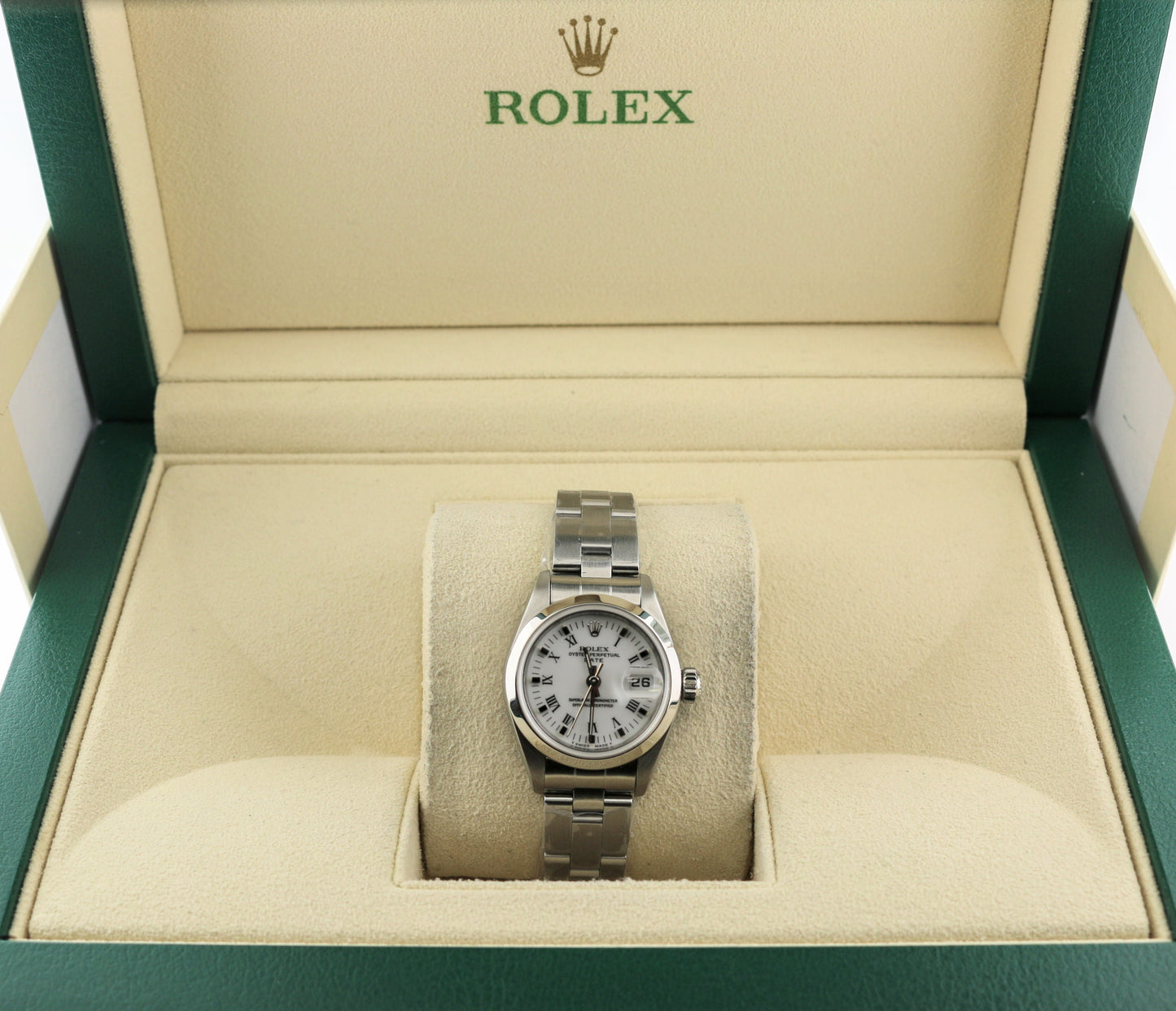 Rolex Ladies Date 69160 White Roman Dial SS Oyster No Papers 26mm