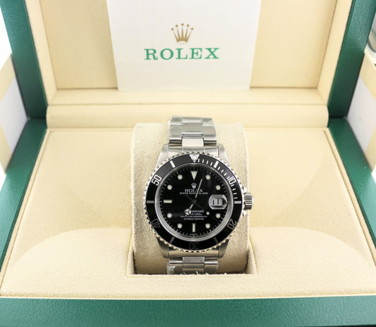 1999 Rolex Submariner Date 16610 Black Dial SS Oyster With Papers 40mm