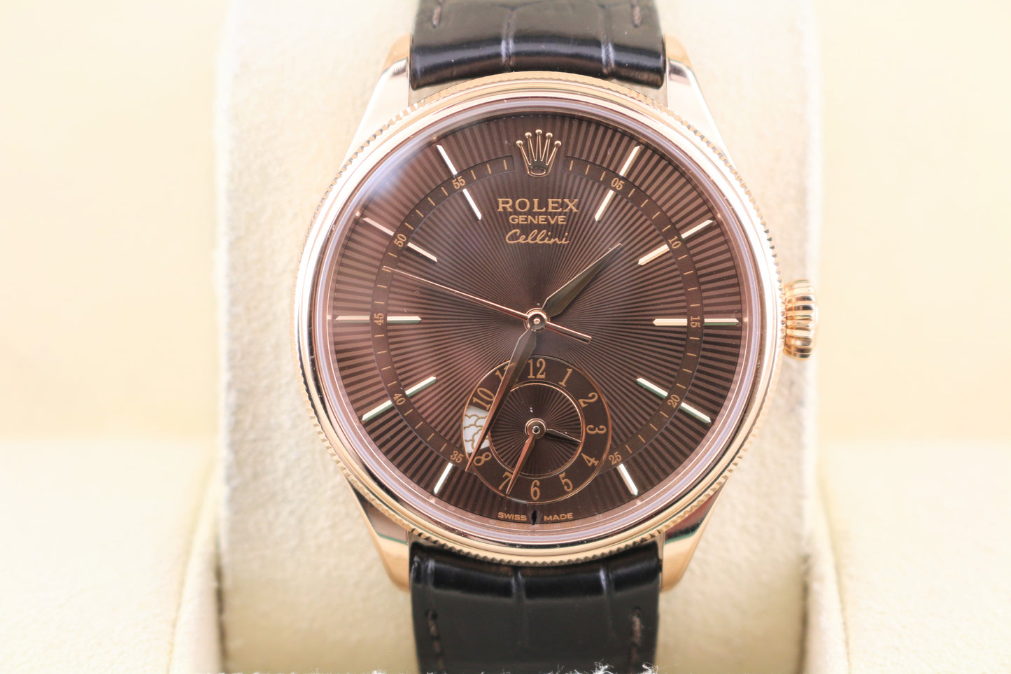 COLLECTORS 2020 Rolex Cellini 50525 Sultan of Oman Choc Dial Leather Strap 40mm