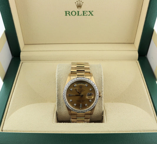 1979 Rolex Day-Date 18048 Champ Diamond Dial Diamond Bezel 18kt President 36mm