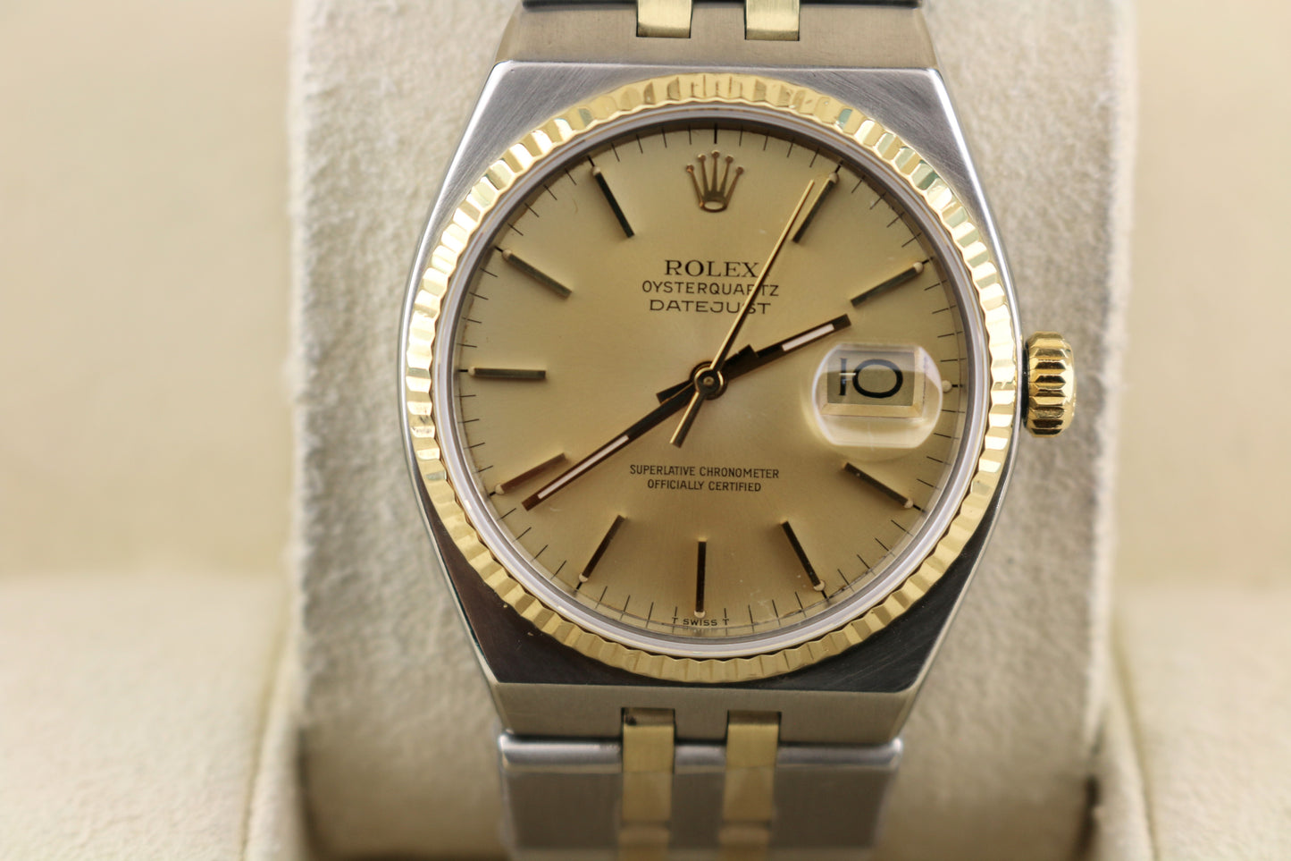 1979 Rolex Datejust Oysterquartz 17013 Champagne Dial TT 18kt No Papers 36mm