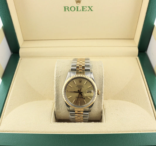 1982 Rolex Date 15053 Champagne Dial TT Jubilee No Papers 34mm