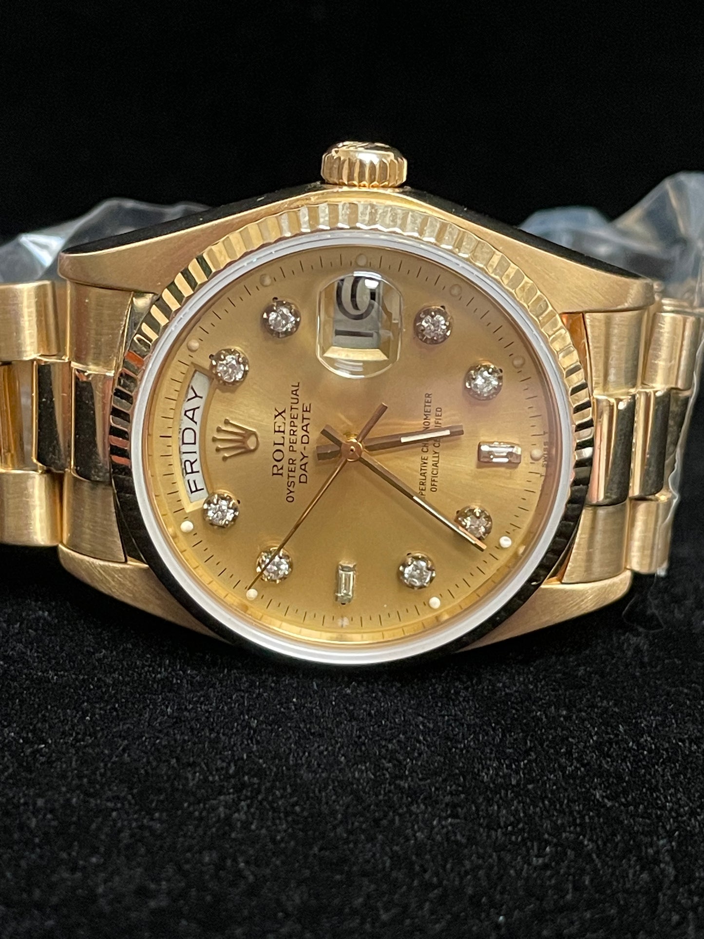 1979 Rolex Day-Date 18038 Champagne Diamond Dial 18kt President No Papers 36mm