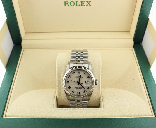 2001 Rolex Datejust 16234 Ivory Jubilee Arabic Dial SS Jubilee No Papers 36mm