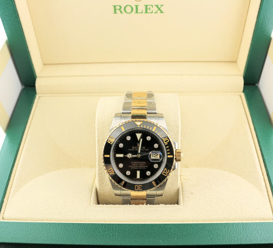 2018 Rolex Submariner 116613LN Black Diamond Dial TT Oyster No Papers 40mm