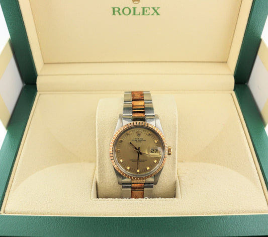 1981 Rolex Date 15053 Champagne Dial TT Rosey Patina Oyster No Papers 34mm