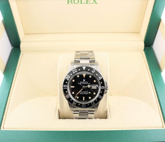 1985 Rolex GMT-Master 16750 Patina Black Dial SS Oyster No Papers 40mm