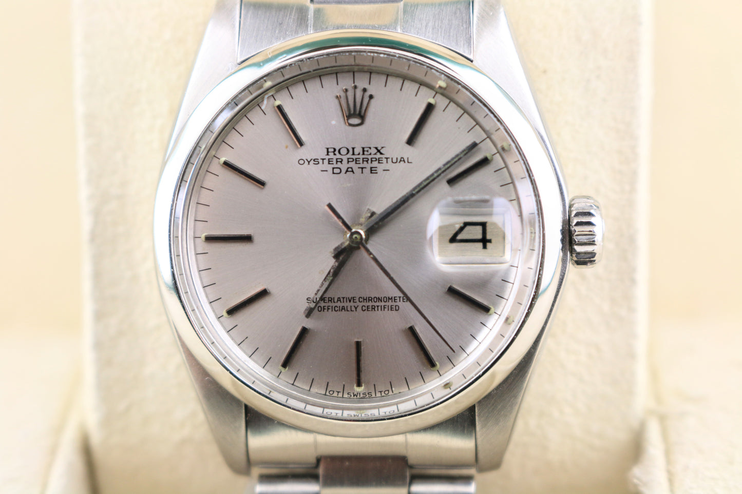 1978 Rolex Date 1500 Silver Stick SS Oyster No Papers 34mm