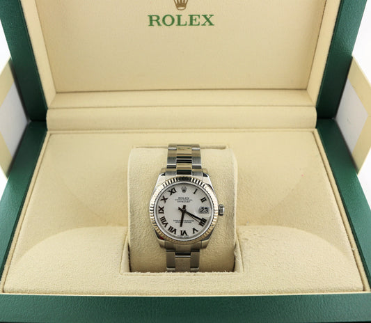 2017 Rolex Datejust 178274 Midsize White Roman Dial SS Oyster No Papers 31mm