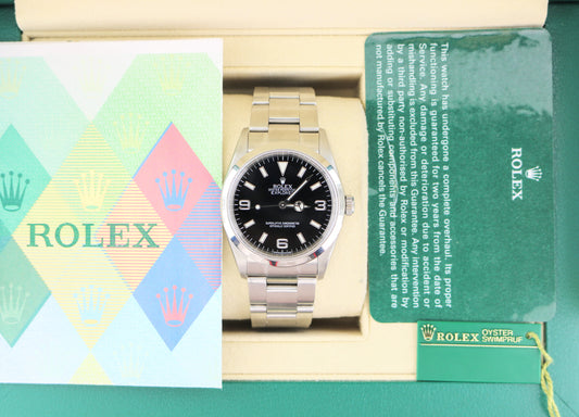 2004 Rolex Explorer 114270 Black Dial SS Oyster With Papers + 2013 RSC Card 36mm