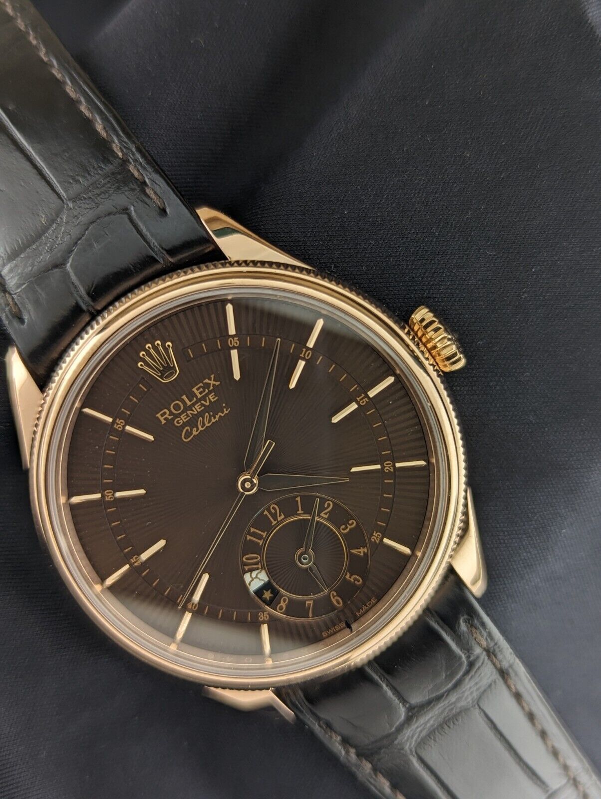 COLLECTORS 2020 Rolex Cellini 50525 Sultan of Oman Choc Dial Leather Strap 40mm