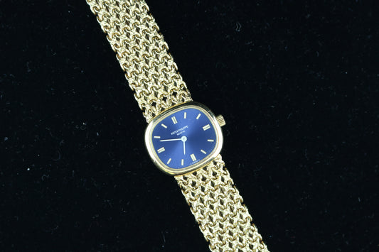 Ladies Patek Philippe Ellipse Blue Dial 18k Gold Patek Band No Papers 22mm